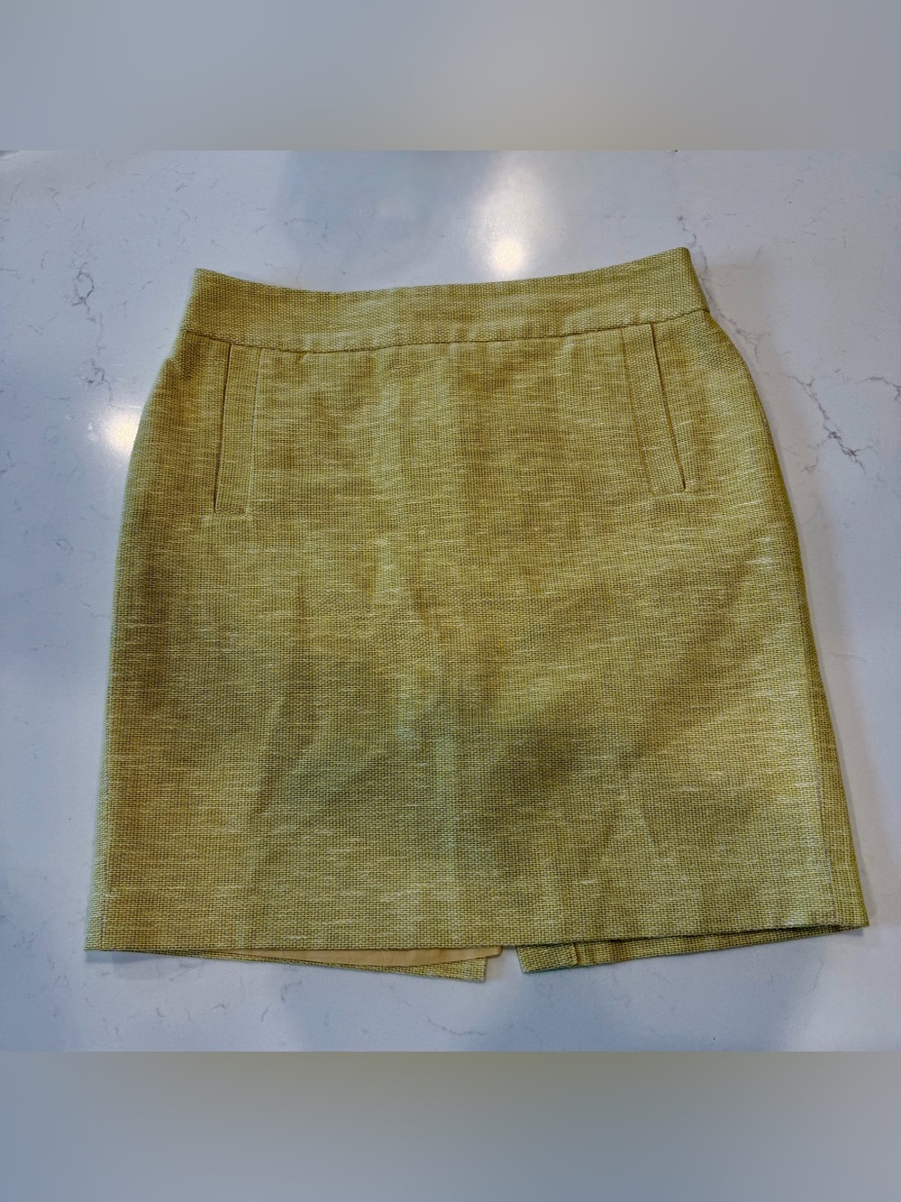 Banana Republic Yellow Textured Mini Pencil Skirt